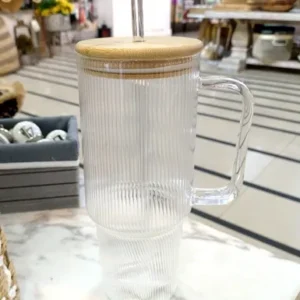 VASO VIDRIO C/SORBETE RAYADO